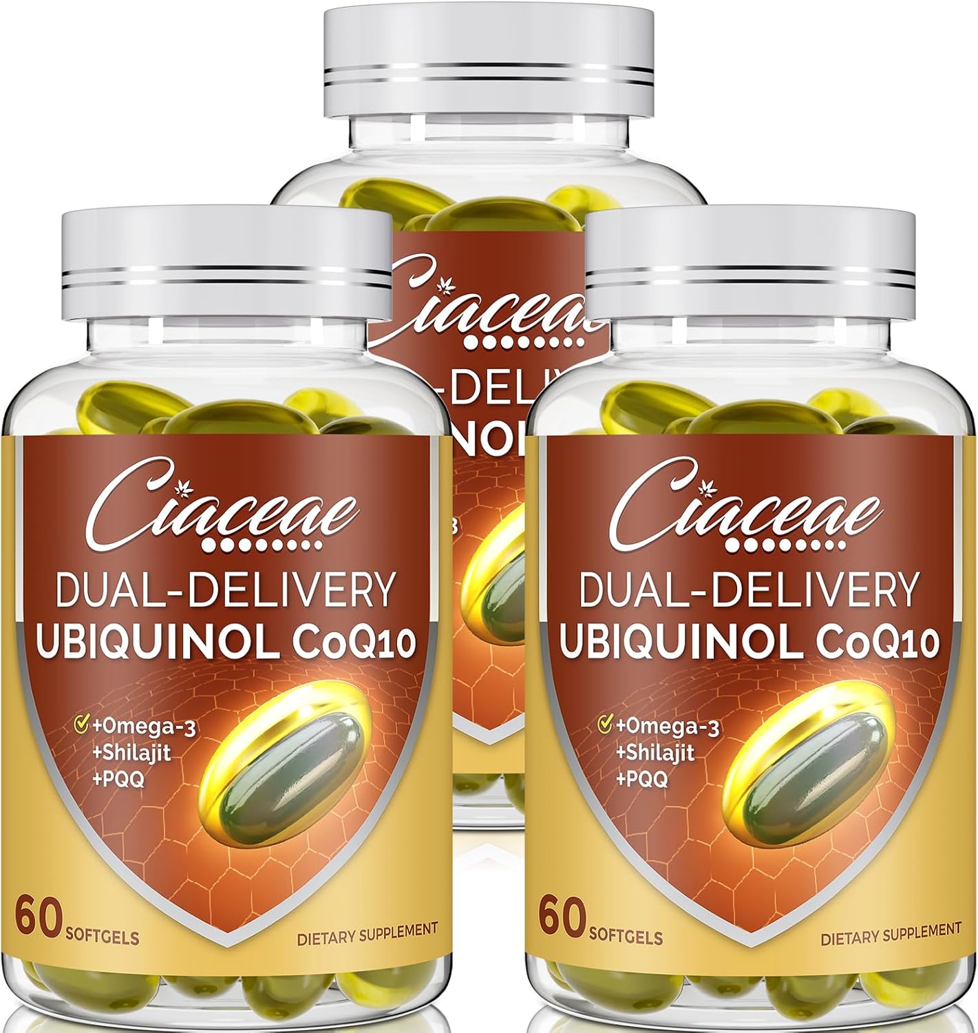 Ubiquinol CoQ10 600 MG Softgels with Omega-3 & Shilajit & PQQ, Advanced Dual-Delivery Coenzyme-Q10, Active CoQ10 Ubiquinol Supplement for Fertility, Antioxidant, Heart, Brain & Energy, 180 Servings