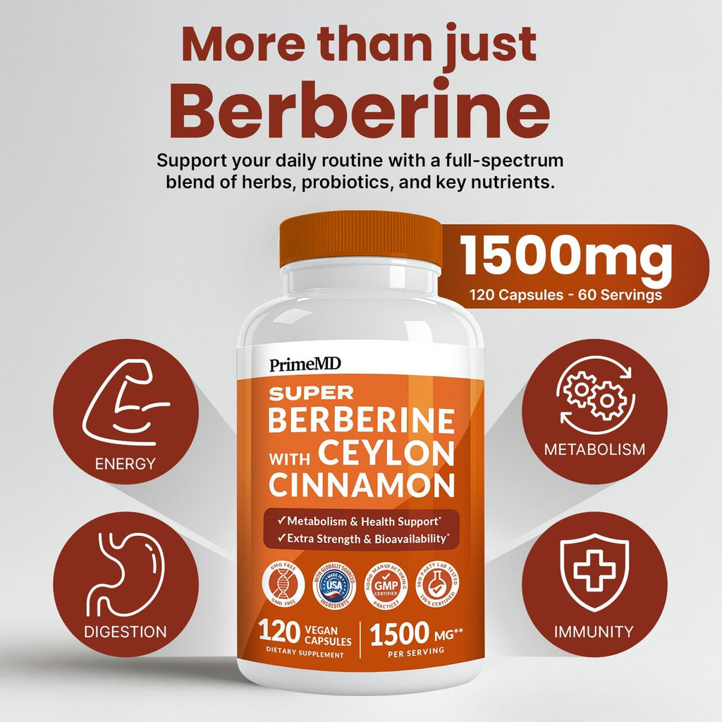 Super Berberine Supplement with Ceylon Cinnamon, BioPerine, Apple Cider, and Turmeric 1500mg - 8-in-1 Dihydroberberine Supplement for Overall Wellness and Balance Support (240 ct, Pack of 2)