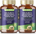 2Pack Organic Saw Palmetto - Prostate Health Supplements for Men with Ashwagandha Root, Stinging Nettle, Pumpkin Seed, Prostate Defend Propnietary Blend, DHT Blocker, 240 Count