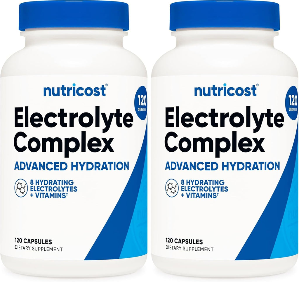 Nutricost Electrolyte Complex Advanced Hydration (120 Capsules) - 8 Hydrating Electrolytes & Vitamins, Gluten Free, Non-GMO, Vegetarian (Pack of 2)