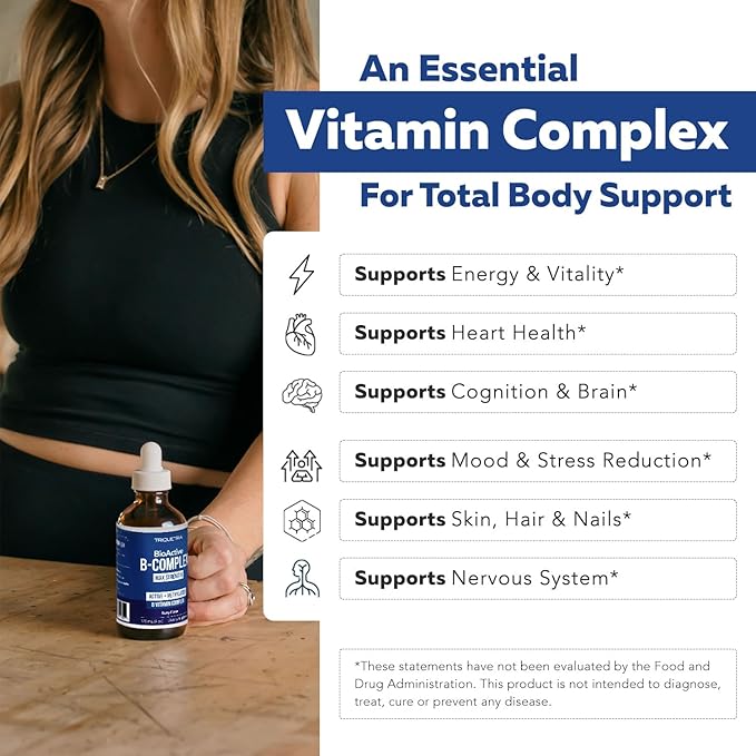 BioActive Vitamin B Complex - Blood Stream Ready, Methylated B Complex - Featuring Methylfolate, 3 BioActive Forms of B12, BenfoPure® B1 & Pantesin® B5 - 12 B Vitamins in Clinical Doses - Liquid 4 oz