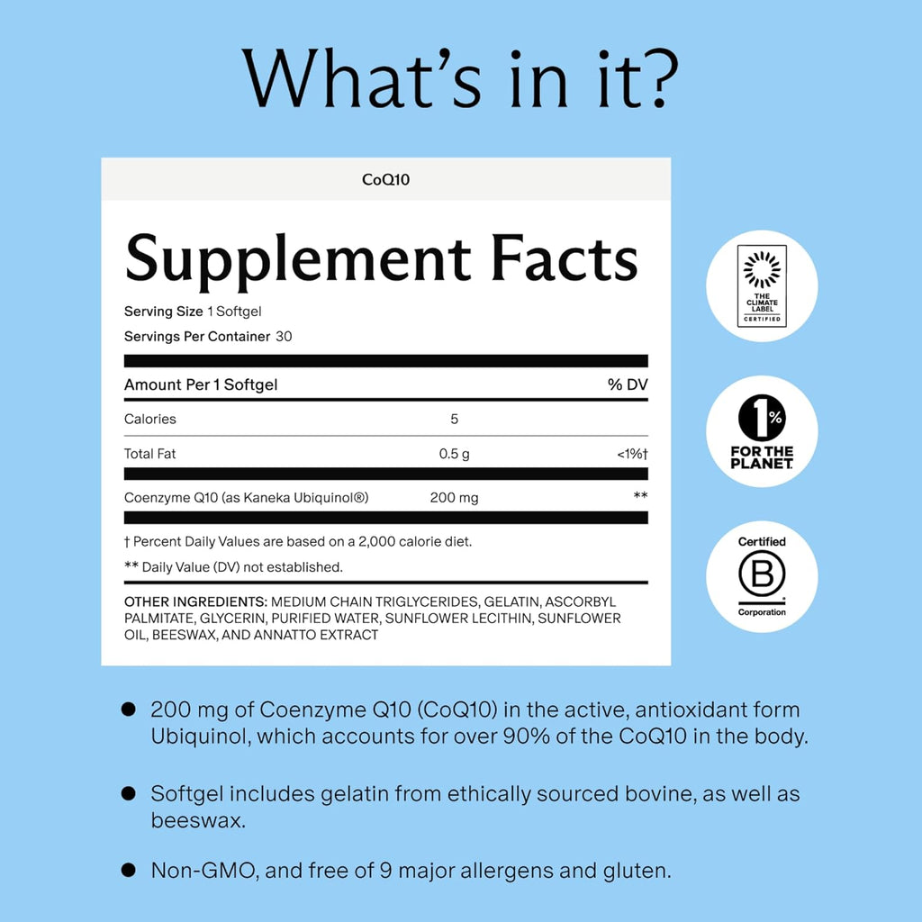 Needed. CoQ10 200mg Supplement - Ubiquinol 200mg for Women and Men – Coenzyme Q10 Preconception Health Supplement, Non-GMO, Softgels – 30 Count