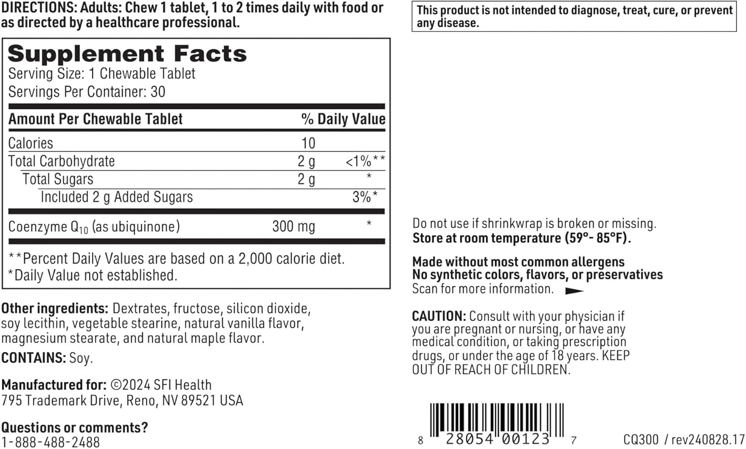 Klaire Labs SFI Health Chewable Coenzyme Q10-300 Milligrams High Strength CoQ10 as Ubiquinone, Emulsified with Vitamin E for Superior Absorption (30 Tablets)