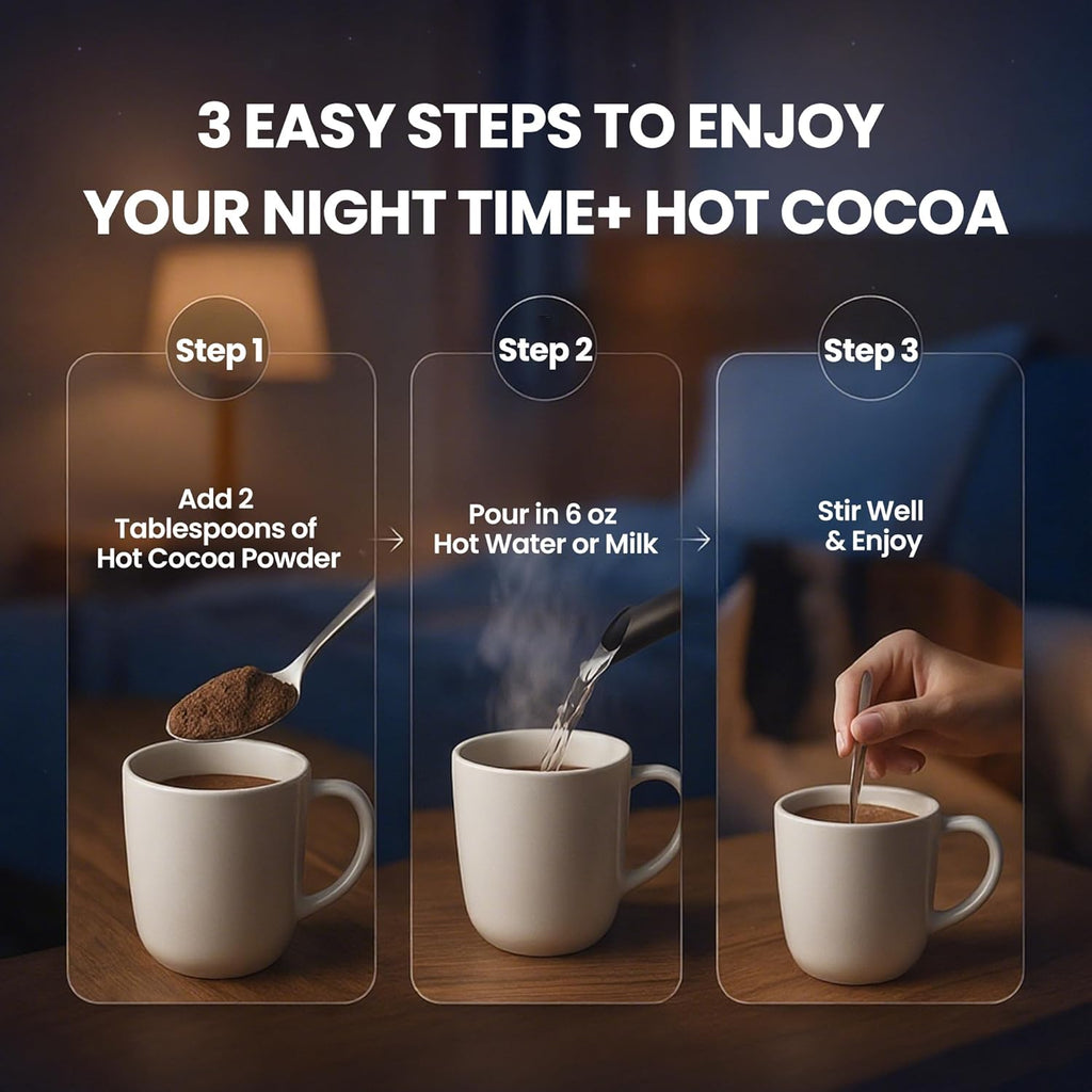 Magnesium Hot Cocoa for Sleep, Superfood Cocoa Powder, 10 Mushroom Blend with Magnesium Glycinate, 5mg Melatonin, L-Theanine & Ashwagandha | Calm & Relax Support | Non-GMO, Dairy-Free, 10.58 OZ
