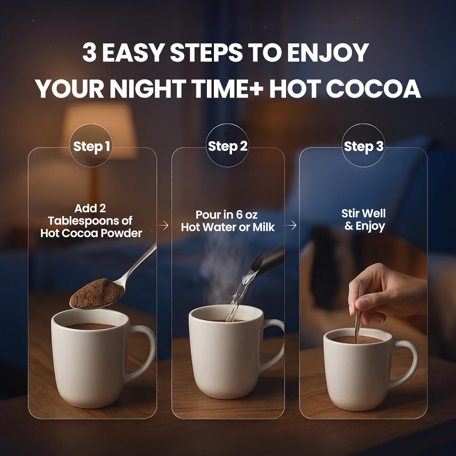 Magnesium Hot Cocoa for Sleep, Superfood Cocoa Powder, 10 Mushroom Blend with Magnesium Glycinate, 5mg Melatonin, L-Theanine & Ashwagandha | Calm & Relax Support | Non-GMO, Dairy-Free, 10.58 OZ