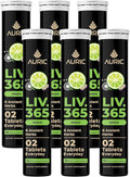 Auric Liv365 Liver Detox Supplement 120 Tablets | Lemon Flavour Advanced Herbal Formula for Liver Health, Detox & Cleansing