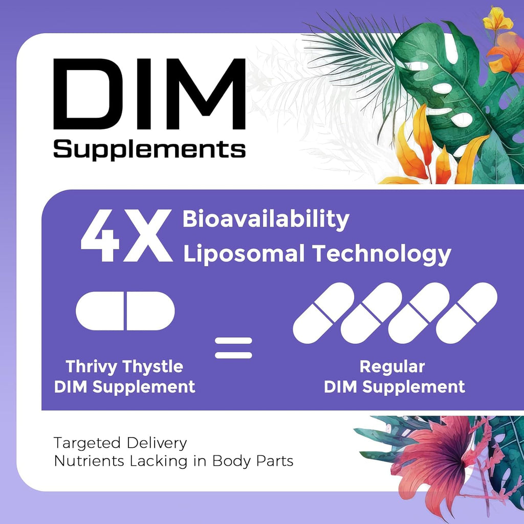Liposomal DIM Supplement - 1500 mg Women DIM Supplement - Estrogen Supplements Contain Vitamin E, Evening Primrose, Black Cohosh, Omega-3 Fatty Acids