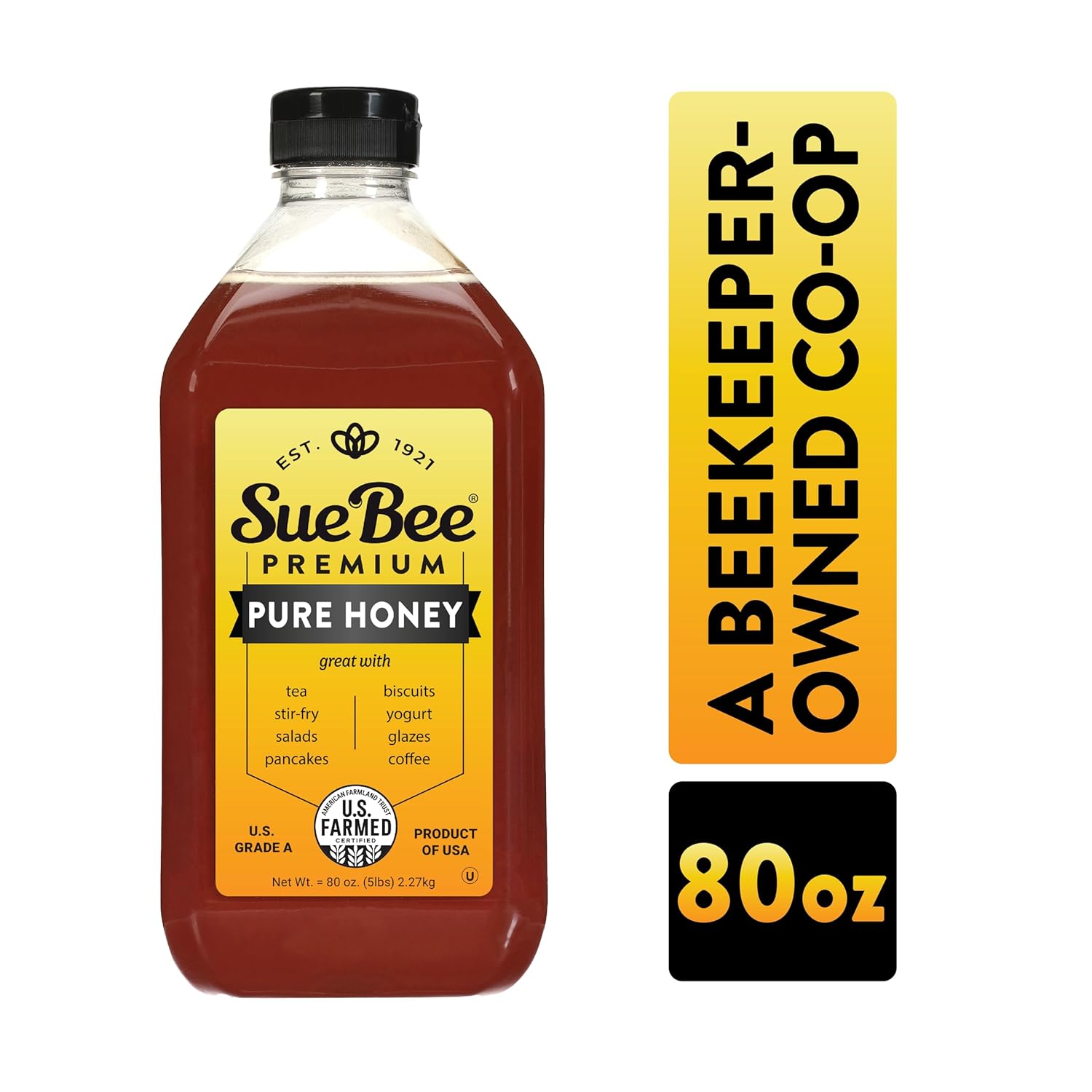 Sue Bee Pure Premium Honey From USA Beekeepers, 80 oz, Pack of 3