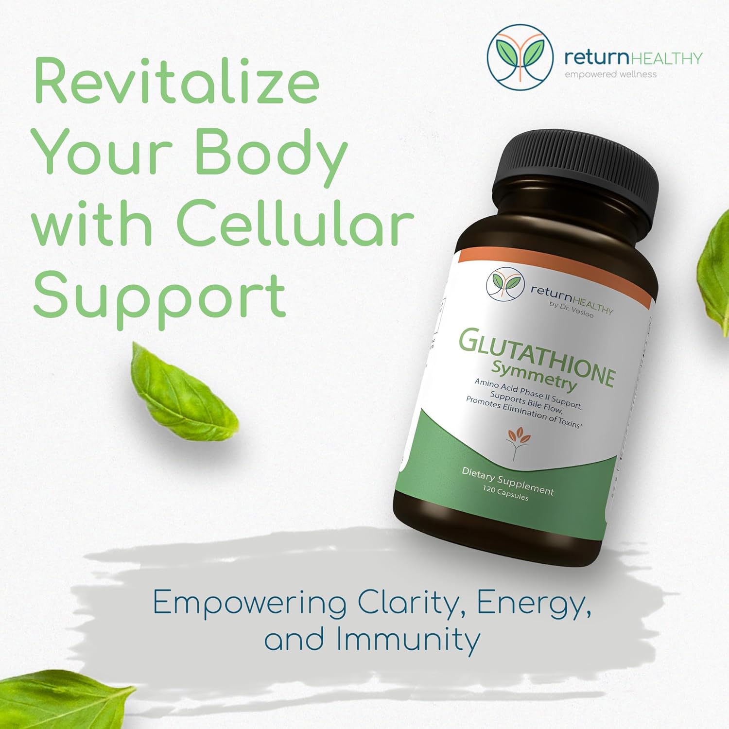 Glutathione Symmetry | S-Acetyl Glutathione Supplement | Antioxidants & Detoxification Supplement | Natural Cellular Support | All-Natural, Vegan, Non-GMO, 120 caps