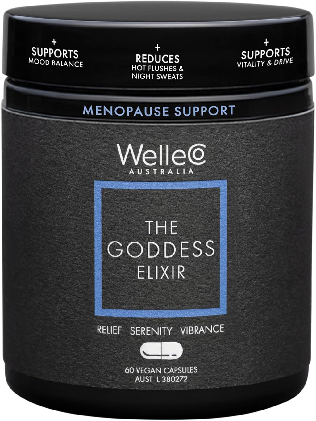 WelleCo The Goddess Elixir Menopause Supplement, Hormone Balance for Women, Supports Perimenopause and Post Menopause, Helps Night Sweats, Hot Flashes, with Vitex, B Vitamins, Red Clover, 60 Capsules