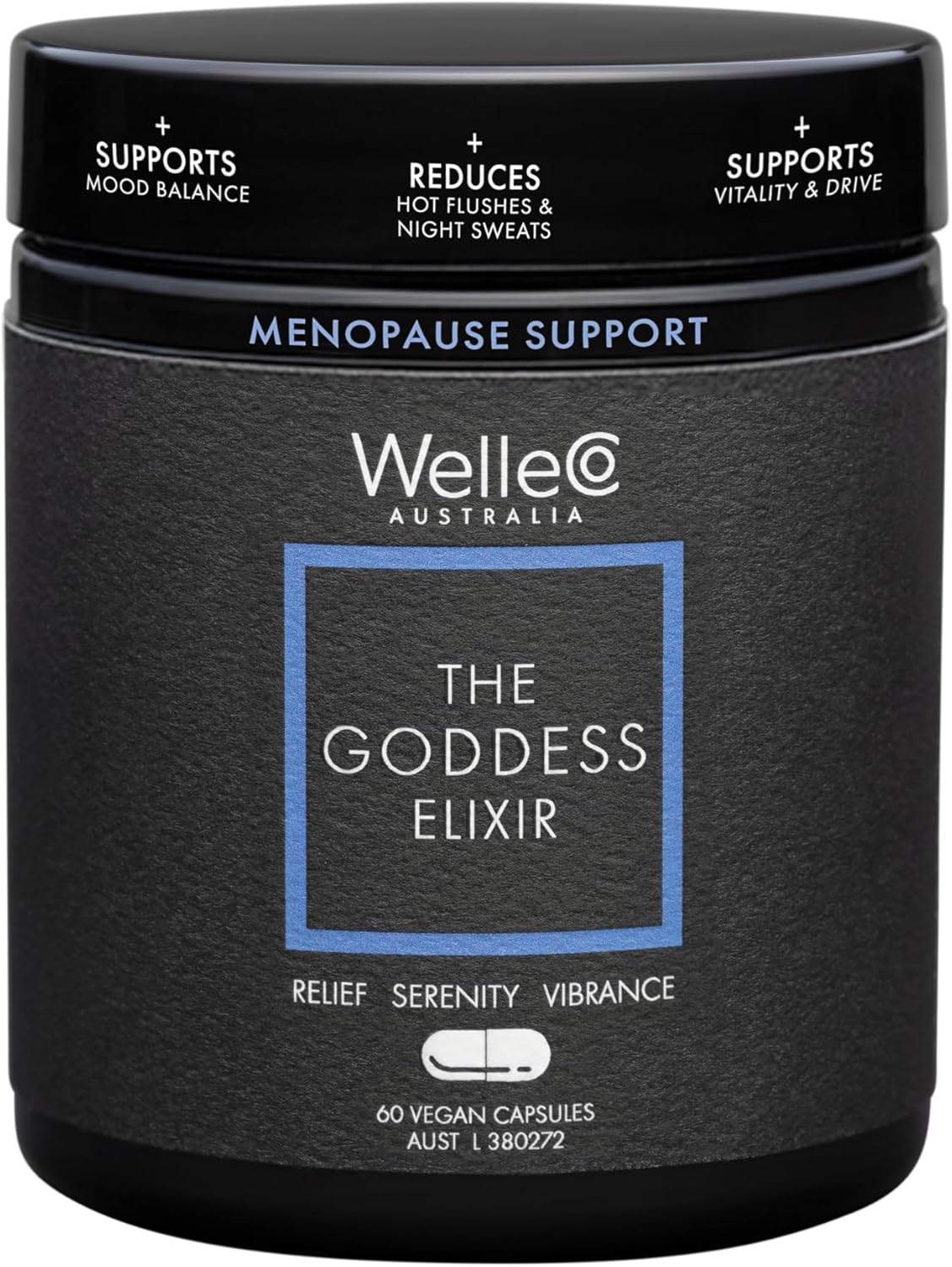 WelleCo The Goddess Elixir Menopause Supplement, Hormone Balance for Women, Supports Perimenopause and Post Menopause, Helps Night Sweats, Hot Flashes, with Vitex, B Vitamins, Red Clover, 60 Capsules