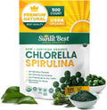 Sunlit Best Chlorella Spirulina Tablets - Organic USDA, Premium Spirulinas and Chlorella Capsules 500 Pills - Chlorellas Natural Superfood with Spirulina Algae, Enzymes Chlorophyll & Vegan Protein