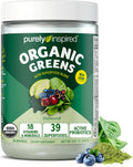 Purely Inspired Organic Green Powder Smoothie Mix, Unflavored (24 Servings) - Probiotics for Digestive Health with Spirulina & Chlorella for Gut Health - Vegan & Gluten-Free