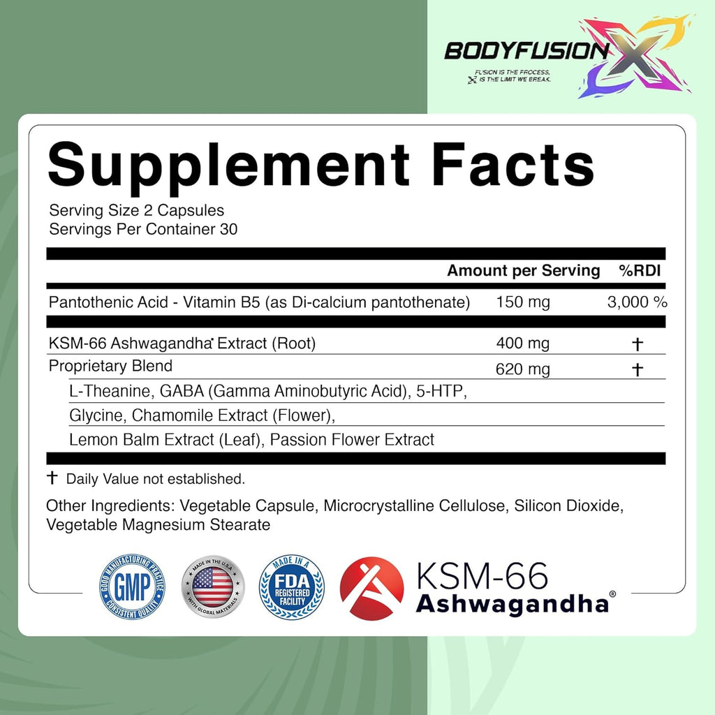 BodyfusionX Sleep Calm-Relax – Recovery Sleep Aid Supplement for Athletes & Gym-Goers – Supports Muscle Recovery, Stress Relief & Restful Sleep – Melatonin-Free, Non-Habit Forming Vegan Capsules