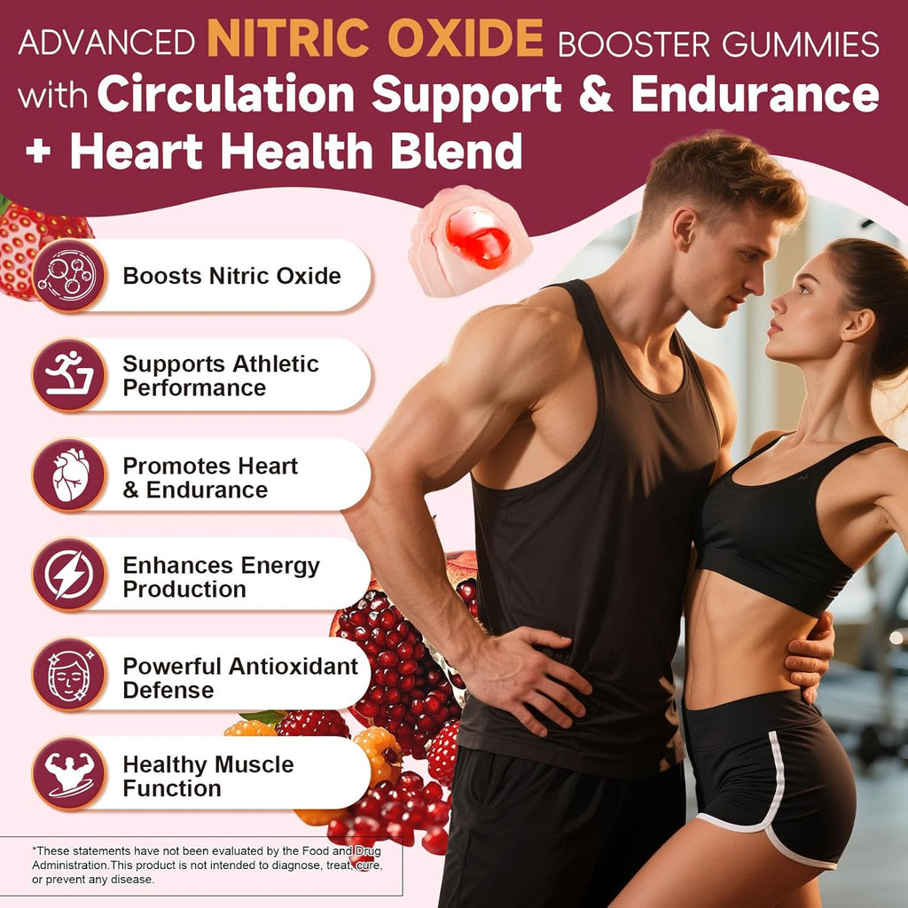 Nitric Oixde Booster Beet Root Gummies with L-Arginine, L-Citrulline for Man & Woman Pre Workout - Comprehensive Nitric Oxide Supplements for Men & Woman, Vegan, NON-GMO, Sugar Free, 60 Counts