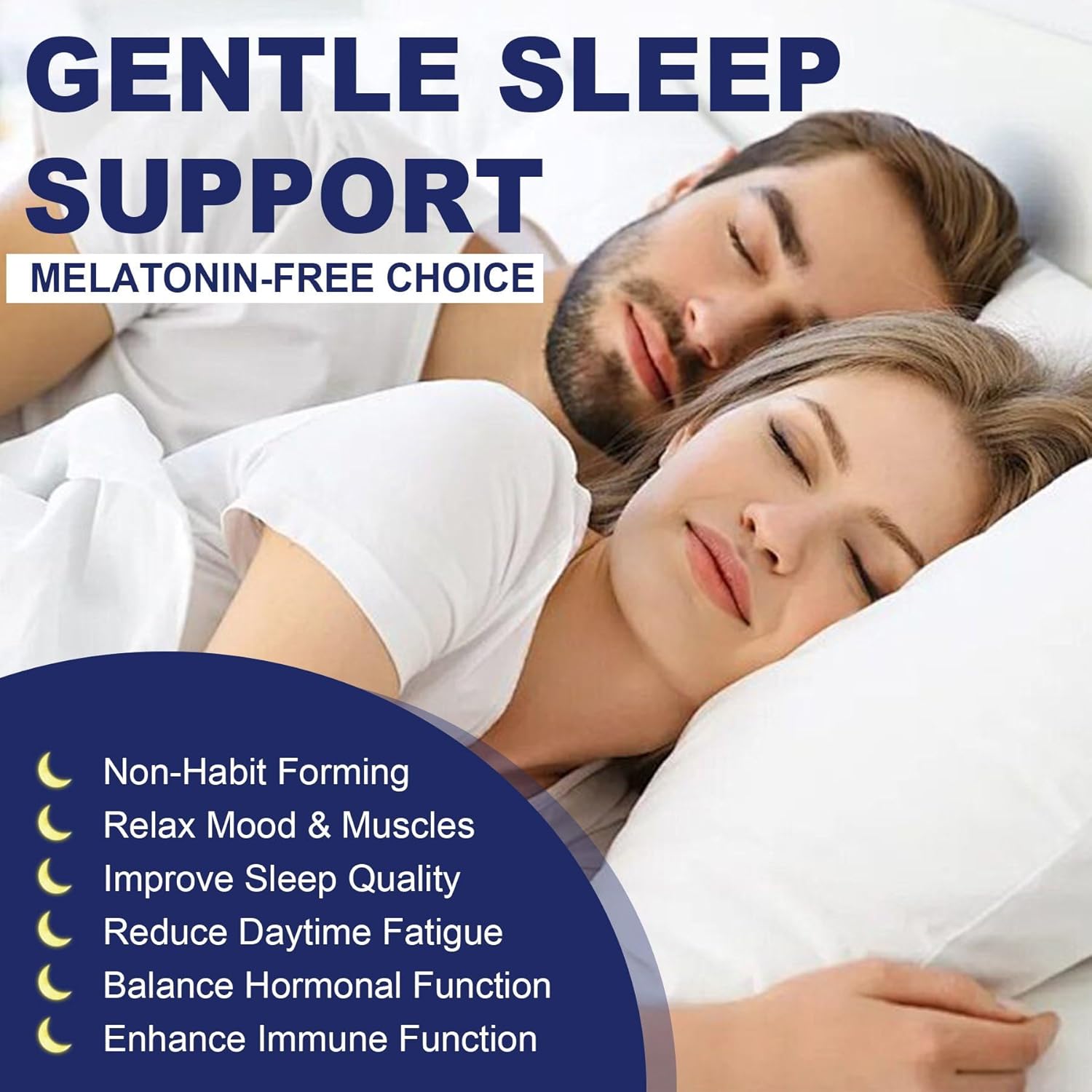 Melatonin Free Sleep Aid Gummies for Adults, Sugar Free Sleeping Gummy No Melatonin, Natural Calm Gummies with Magnesium Glycinate, L-Tryptophan, L-Theanine, GABA, Ashwagandha, Valerian, 120cts