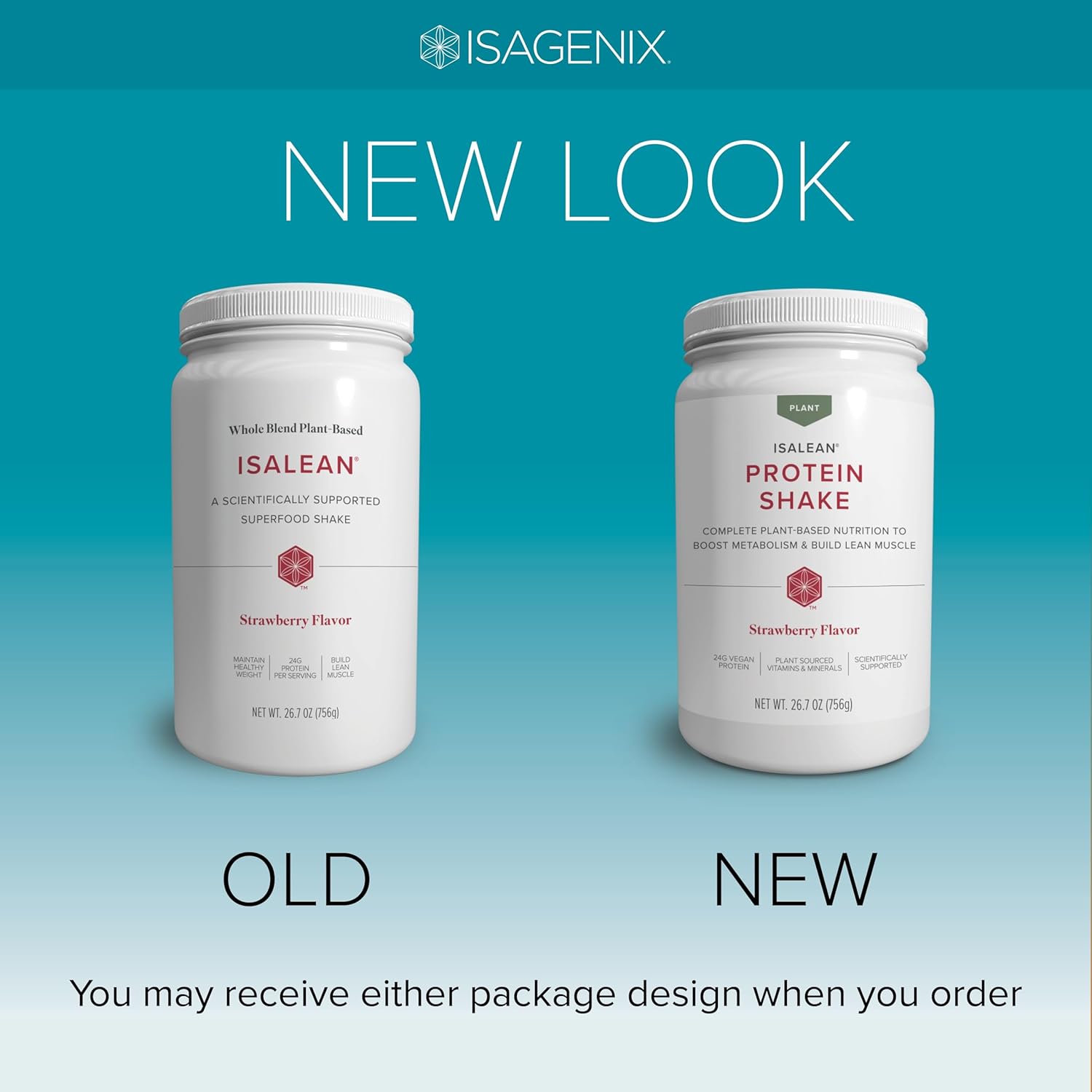 Isagenix Plant-Based IsaLean Protein Shake - Energy Powder with Whole-Food Sourced Vitamins - Supports Lean Muscle Growth & Healthy Metabolism - Gluten & Soy Free - Strawberry, 26.7 oz (14 Servings)