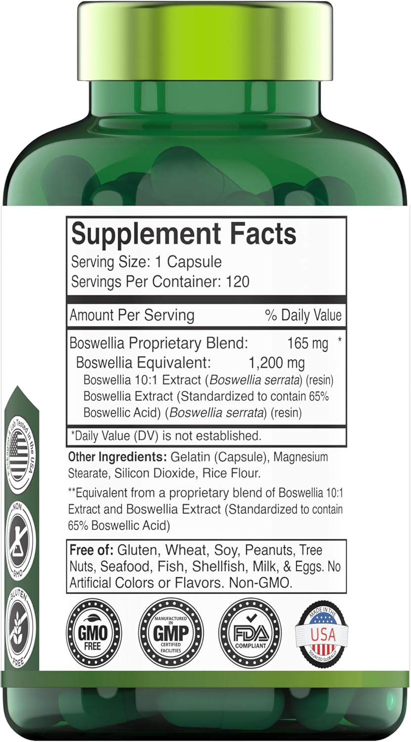 Boswellia Serrata Herbal Extract Capsules | 1200 MG/Capsule (120 Capsules) | Joint Support Supplement* | Ayurvedic Herb: Indian Olibanum/Frankincense