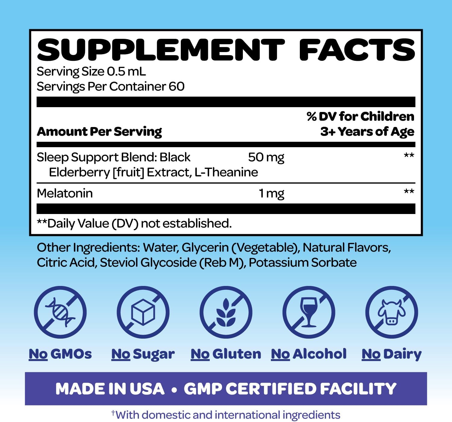Smurfs Liquid Melatonin Drops for Kids | 1mg Melatonin Liquid for Kids with Calming Sleep Blend | Vegan Non-GMO & No Artificial Flavors or Colors | No Added Sugar | Berry Flavor | 60 Servings