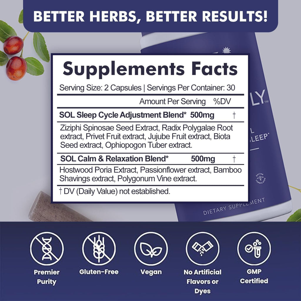 Sleep Deeply Supplement for Adults - 60 Capsules - Natural Nighttime Aid with Deep Relaxation & Calming Herb Blend - Vegan, Gluten-Free