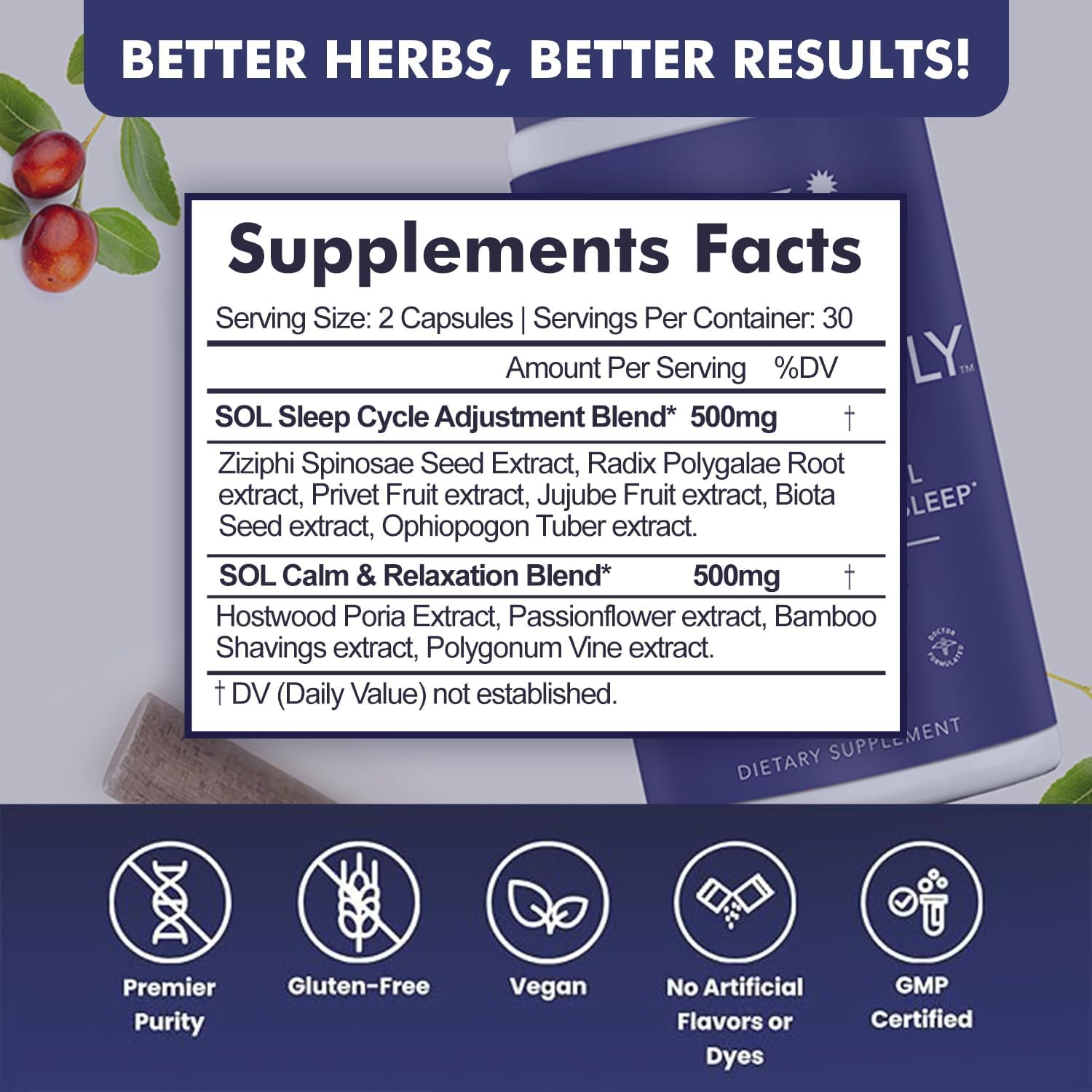 Sleep Deeply Supplement for Adults - 60 Capsules - Natural Nighttime Aid with Deep Relaxation & Calming Herb Blend - Vegan, Gluten-Free