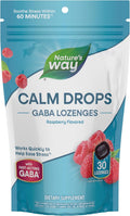 Nature's Way Calm Drops, Works Quickly to Help Ease Stress*(1), Fast-Acting GABA, Individually Wrapped Lozenges, Raspberry Flavored, 30 Lozenges