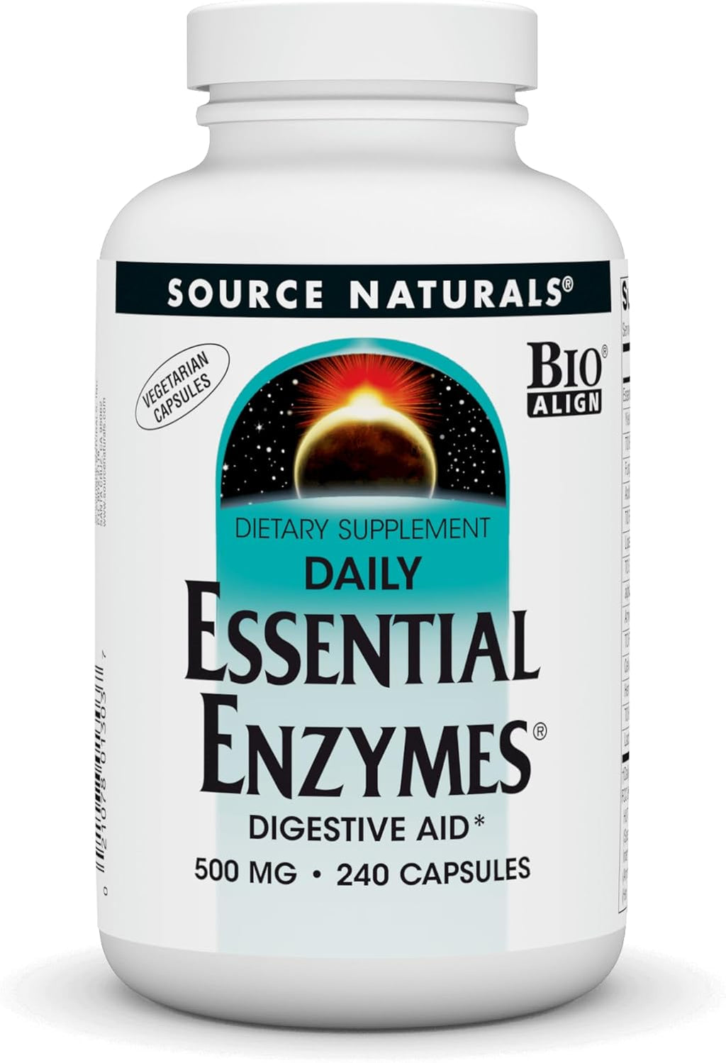 Source Naturals Essential Enzymes in Vegetarian Capsules, Digestive Aid* 500 Mg - 240 Capsules