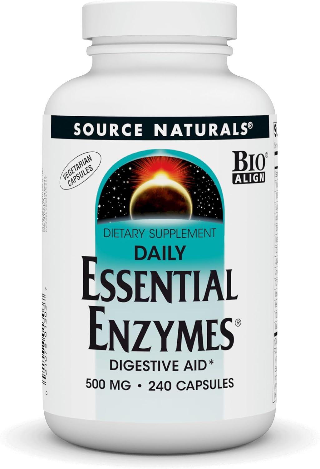 Source Naturals Essential Enzymes in Vegetarian Capsules, Digestive Aid* 500 Mg - 240 Capsules
