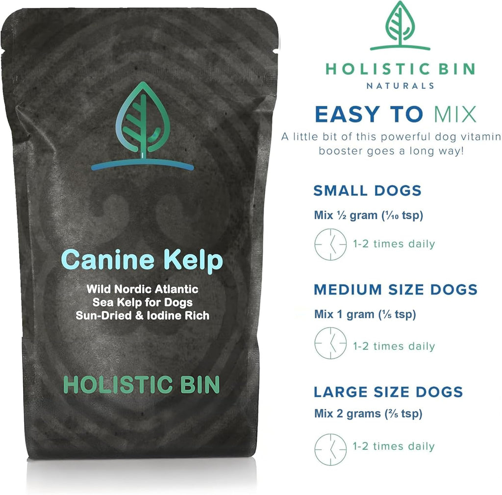 Canine Atlantic Sea Kelp for Dogs | All Natural Dog Food Topper for Digestive Health, Skin and Coat Health, and Immune Support | Rich in Vitamins, Minerals, and Calcium for Dogs (50g)