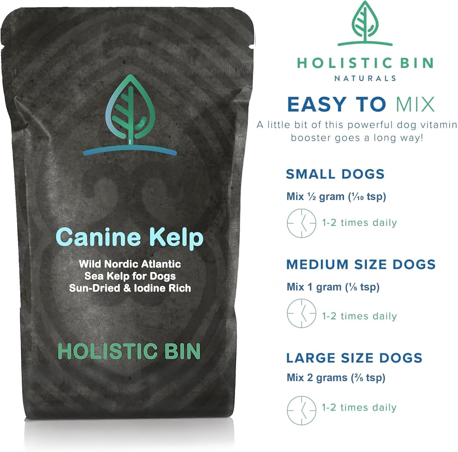 Canine Atlantic Sea Kelp for Dogs | All Natural Dog Food Topper for Digestive Health, Skin and Coat Health, and Immune Support | Rich in Vitamins, Minerals, and Calcium for Dogs (50g)