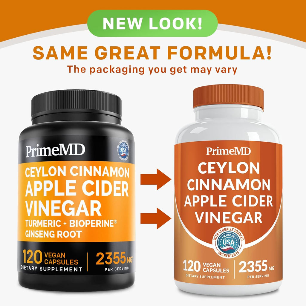 5-in-1 Ceylon Cinnamon Capsules 2355mg - Ceylon Cinnamon and Apple Cider Vinegar Capsules - Turmeric and Panax Ginseng Capsules - Cinnamon Supplements with Bioperine (120ct, Pack of 4)