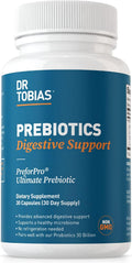 Dr. Tobias Prebiotics, Supports Digestion & Gut Health, Feed Good Probiotic Bacteria, Boost Gut Immune Function, Vegan & Non-GMO Gut Health Supplements for Men and Women, 30 Capsules, 30 Servings
