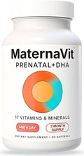 MaternaVit 1 a day Prenatal vitamins for women 2 month: Folic acid, Fish Oil Omega 3 DHA/EPA, Vitamin D3, B6, Vitmain B12, C, E, Calcium, Iron, Magnesium, Zinc supplement FSA eligble multivitamin