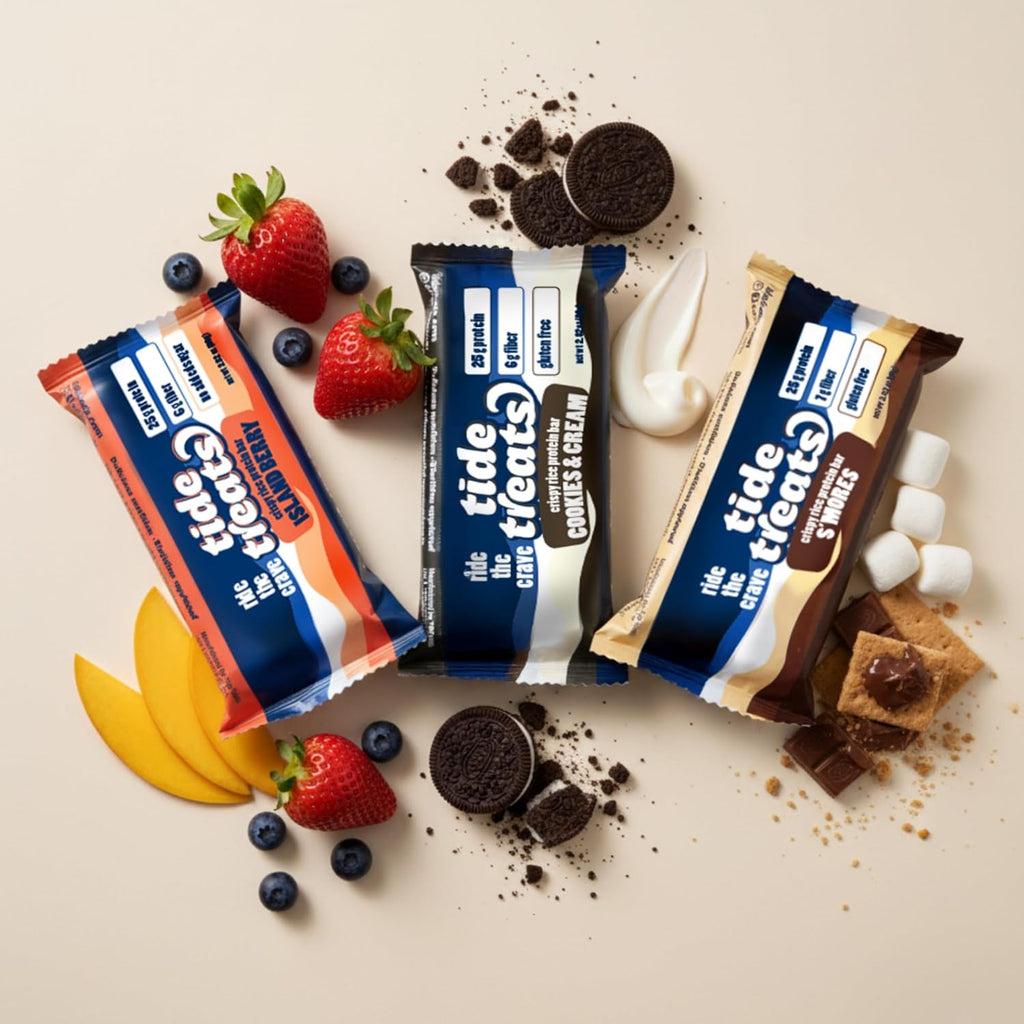 Crispy Rice Protein Treat Bar | 25 g Protein, No Added Sugar, 7 g Fiber, Gluten Free | High Protein Snack for On-the-Go, Post-Workout or Dessert Cravings | 8 Count (S'mores)