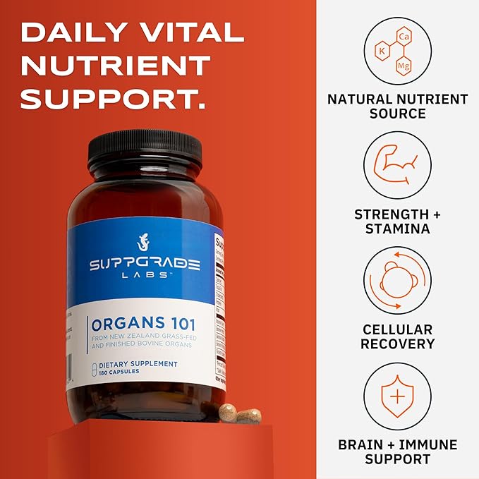 Organs 101 by Dave Asprey | Daily Vital Nutrient Support | 100% Grass-Fed Beef Organs Supplement | Freeze-Dried Liver, Heart, Kidney, Pancreas, and Spleen | Non-GMO | 30 Day Supply