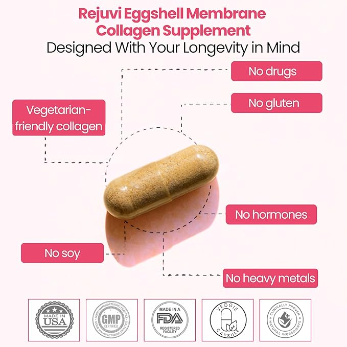 GlocalCare Rejuvi Collagen Booster – 300mg Ovoderm Vegetarian Collagen for Skin Elasticity, Firmness & Joint Support – Biotin, Grape Seed Extract, CoQ10 (20 Capsules)
