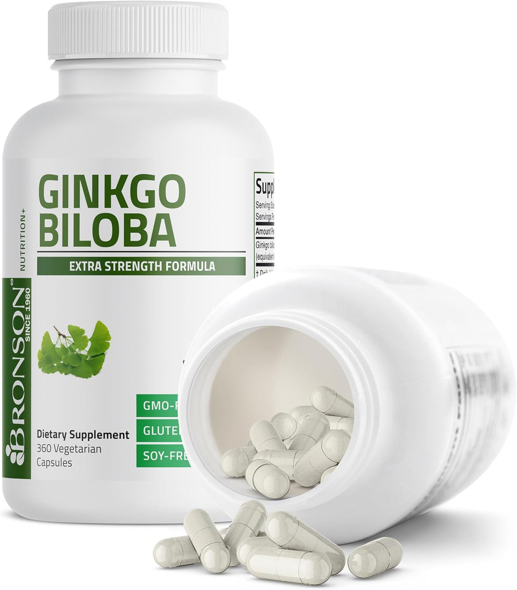 Bronson Ginkgo Biloba Extra Strength Supports Brain Function & Memory Support, 360 Vegetarian Capsules