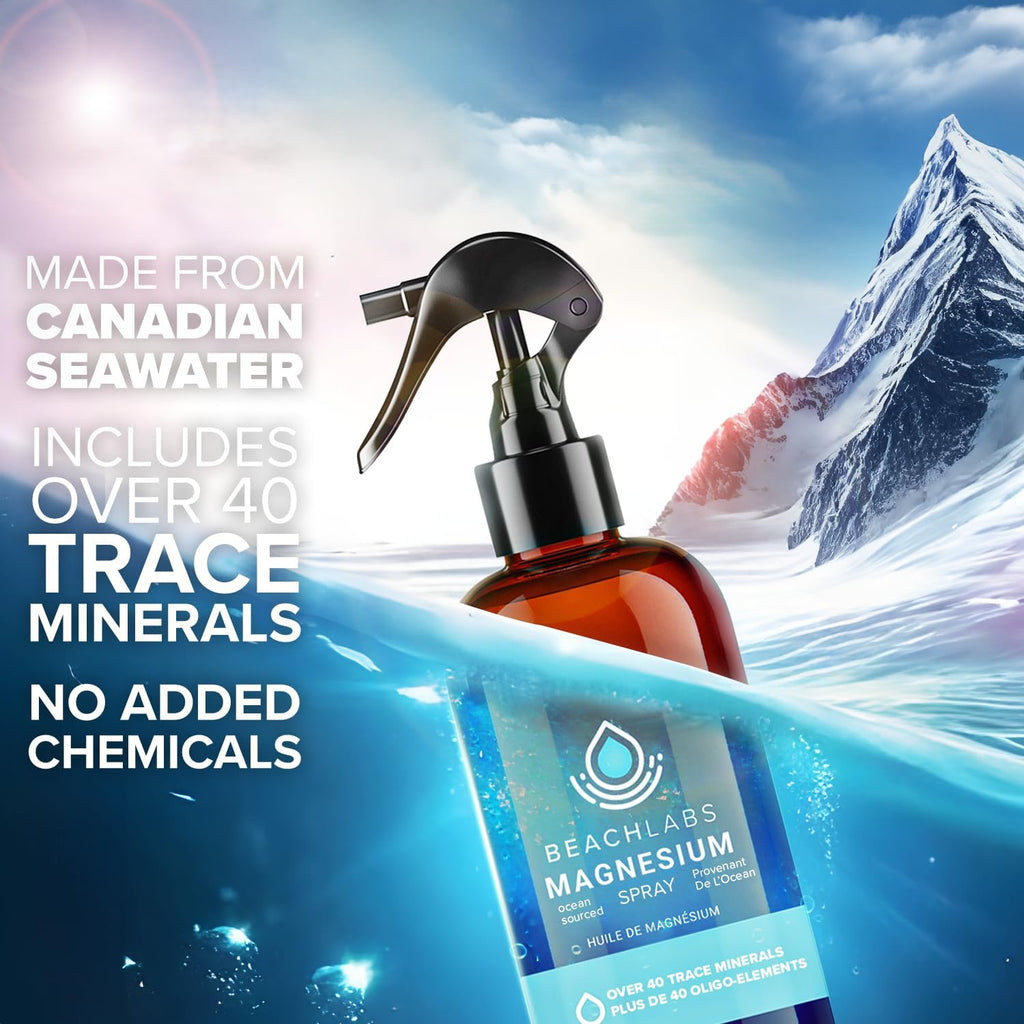 Magnesium Spray - Ocean-Sourced Magnesium for Daily Wellness | 100% Natural with 40+ Trace Minerals | 8 fl oz