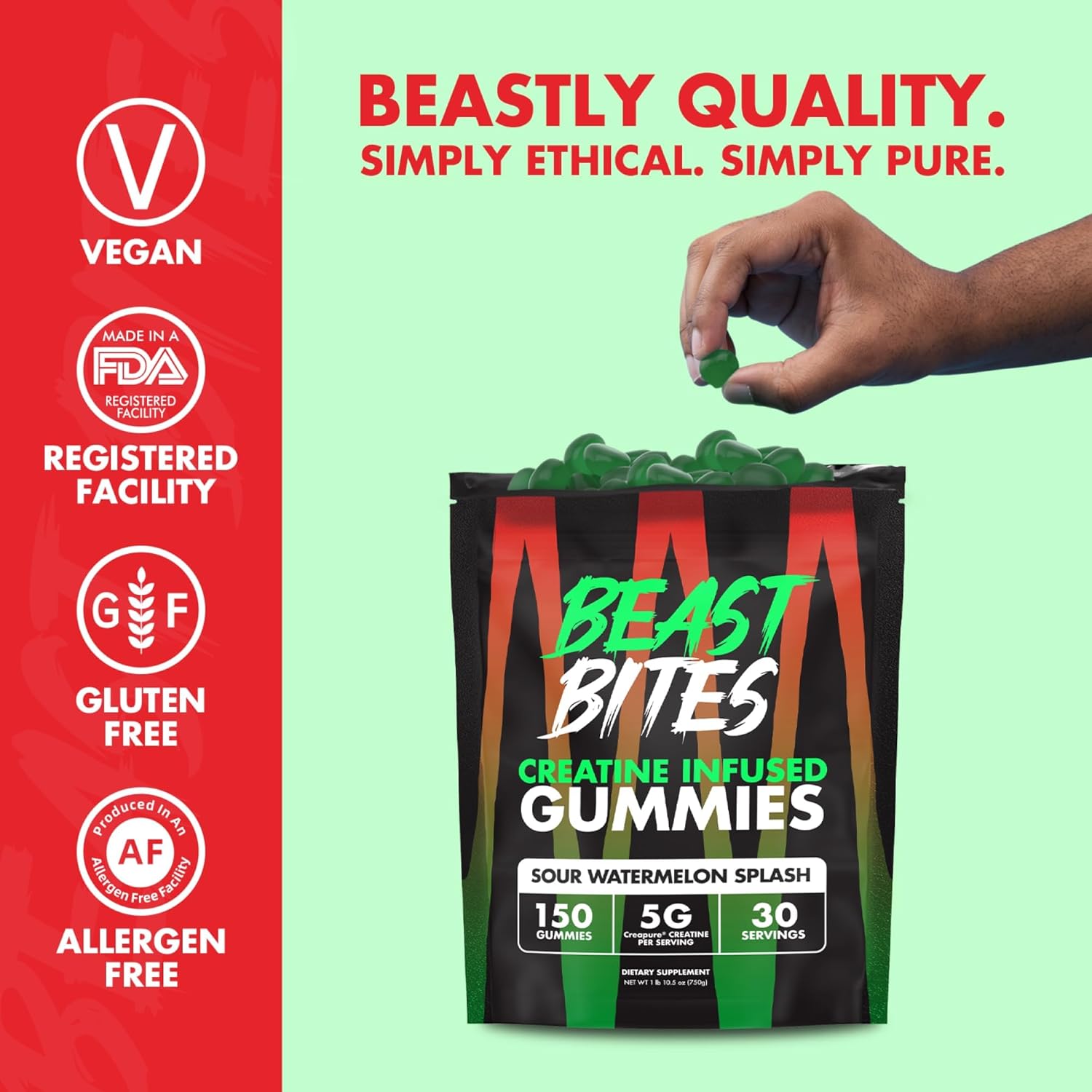 Creatine Infused Gummies - 5g Creapure Creatine Monohydrate Per Serving - NSF Certified for Sport - 30 Servings