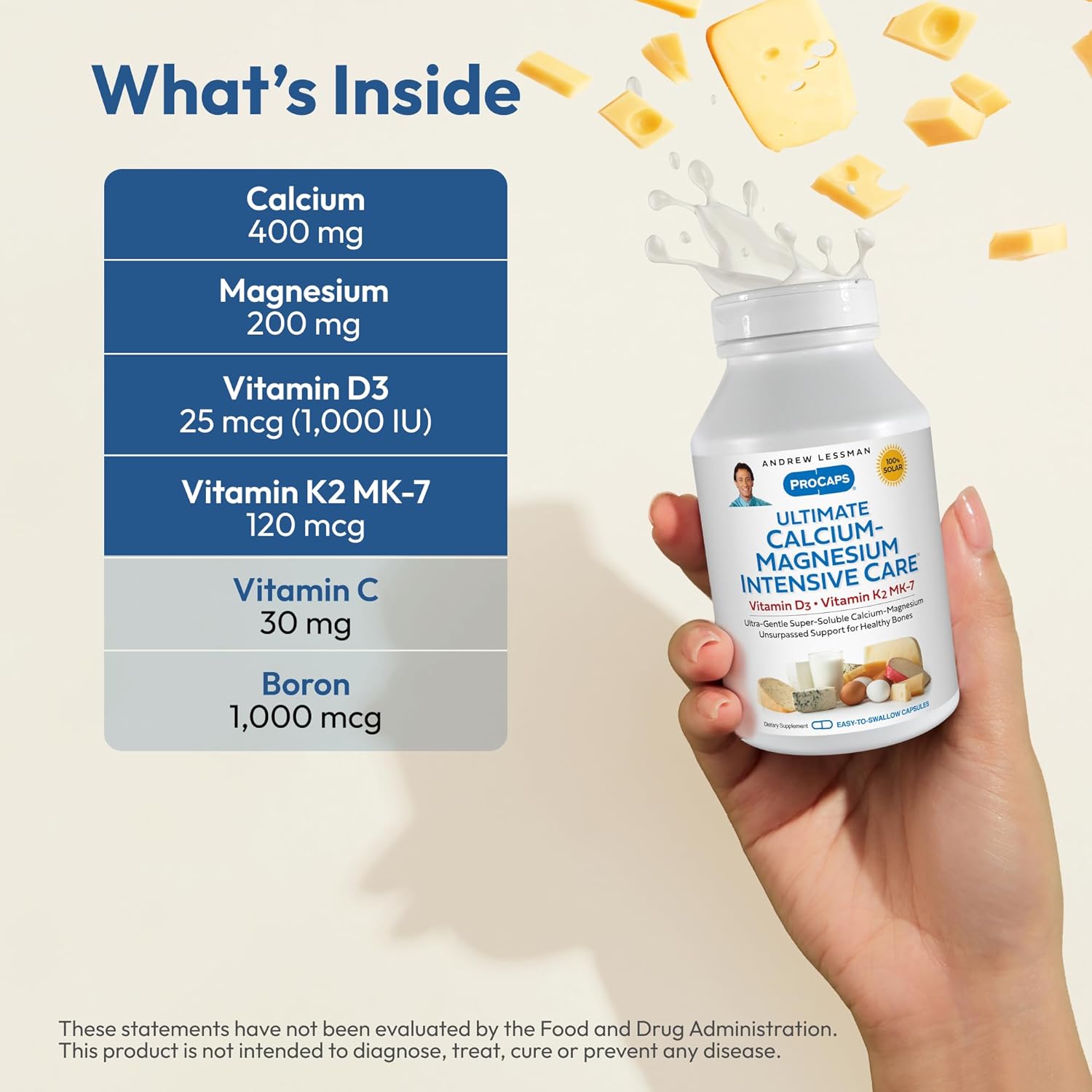 ANDREW LESSMAN Ultimate Calcium-Magnesium Intensive Care with Vitamin D3 & K2 MK7-120 mcg - 360 Capsules – Bone and Skeleton Health Essentials. Gentle, Easy to Swallow, Super Soluble. No Additives