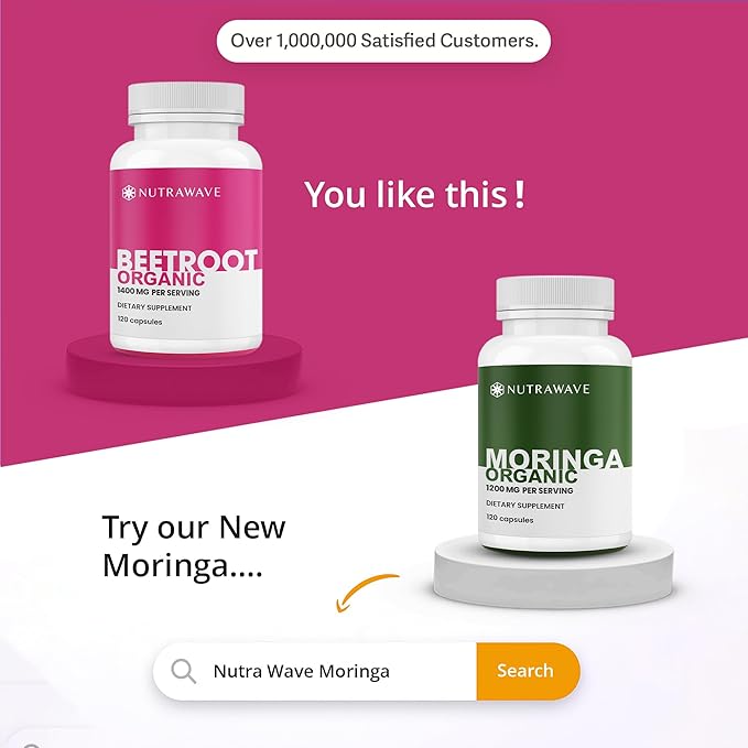 Nutrawave 1400mg Organic Beet Root Capsules, Nitric Oxide Support, Beta Vulgaris Powder – 120 Vegan Capsules / 60-Day Supply - 1 Pack