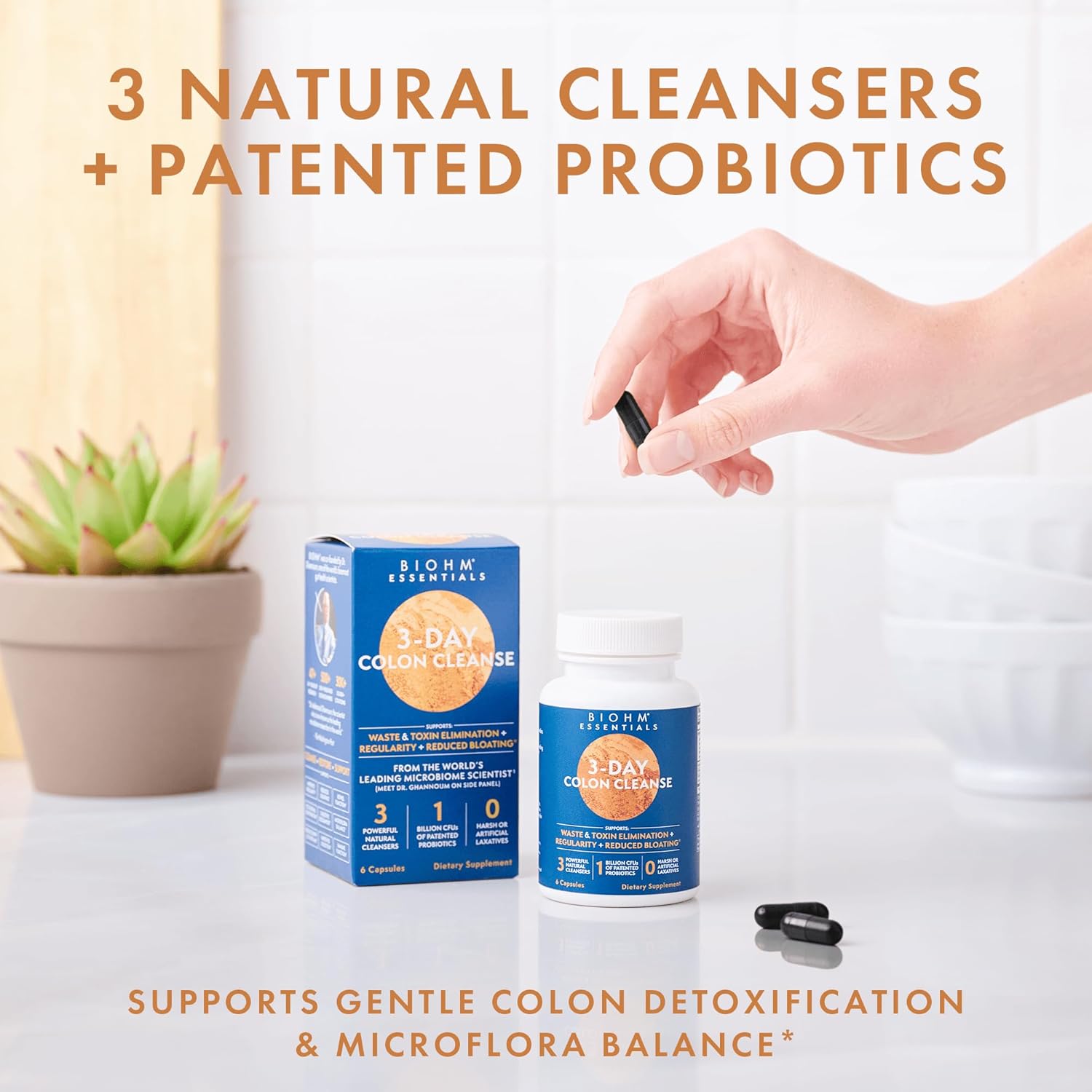 BIOHM 3 Day Colon Cleanse Detox with Probiotics & Herbal Extracts (6 Capsules, 3 Servings) Supports Constipation, Bloating Relief & Immune Health, Gut Cleanse for Men and Women, Non-GMO & Gluten-Free