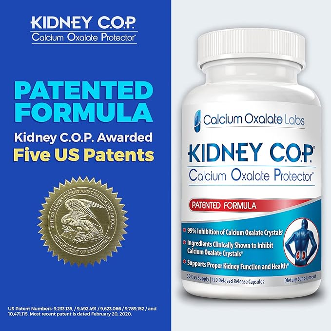 KIDNEY C.O.P. Calcium Oxalate Protector 120 Capsules, Kidney Support for Calcium Oxalate Crystals, Helps Stops Recurrence of Stones, Stronger Than Chanca Piedra Stone Breaker Supplements, 3 Pack