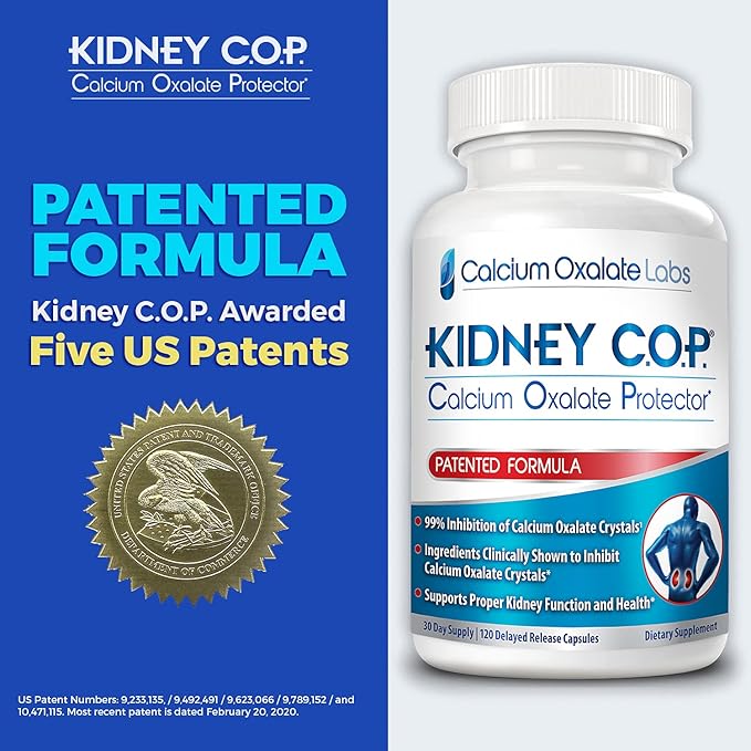 KIDNEY C.O.P. Calcium Oxalate Protector 120 Capsules, Kidney Support for Calcium Oxalate Crystals, Helps Stops Recurrence of Stones, Stronger Than Chanca Piedra Stone Breaker Supplements, 6 Pack