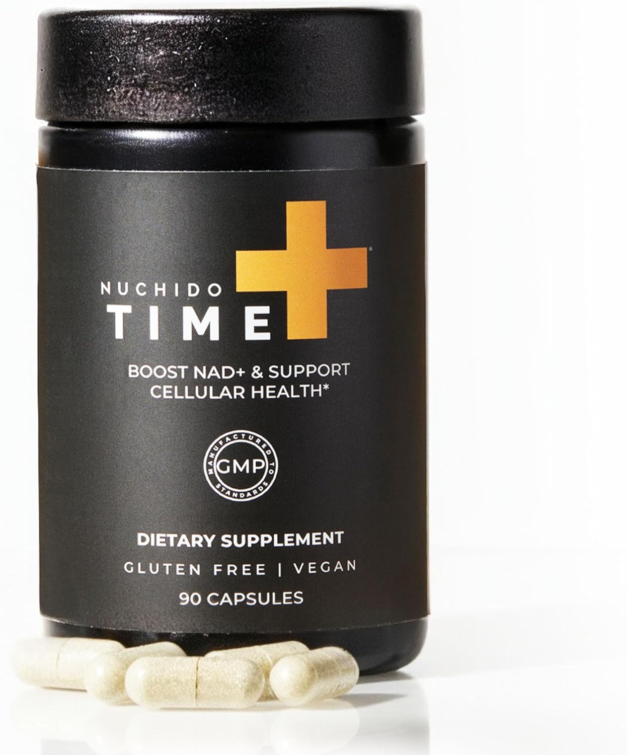 Nuchido Time+ NAD Supplement for Men & Women - Advanced Formula for Healthy Aging, Energy, Focus, Cellular Health & Longevity - Nicotinamide, Alpha Lipoic Acid, Quercetin - 90 Capsules
