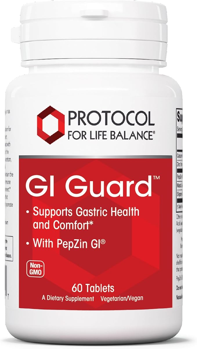 PROTOCOL FOR LIFE BALANCE GI Guard - for Gastric Health & Comfort - with PepZin GI - for Digestive Gut Health - Non-GMO & Vegan - 60 Tablets