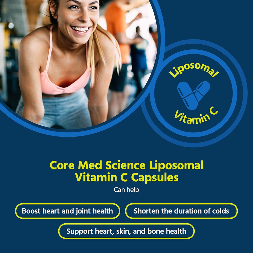 Core Med Science Liposomal Vitamin C 1000mg, 60 Capsules - Non-GMO Natural Liposomal Vitamin C Supplement That Promotes Healthy Skin - Immune System Booster for Adults, Supports Collagen Formation