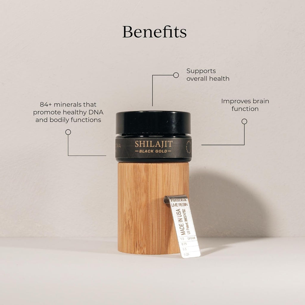 CYMBIOTIKA Pure Himalayan Shilajit Resin 500mg - 84+ Trace Minerals, High Potency with Elemental Gold & Fulvic Acid - for Energy, Focus, Immune & Digestive Support - Authentic Shilajit Resin