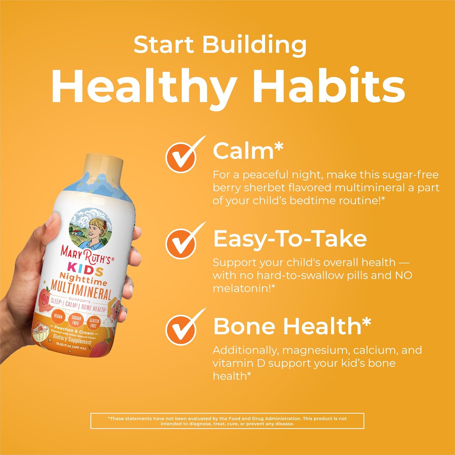 Kids Liquid Nighttime Multimineral by MaryRuth's | Bone Health | Immune Function | Bedtime Supplement | Kids Vitamins | Magnesium | Vegan | Sugar Free | 30-180 Servings | 15.22 fl oz