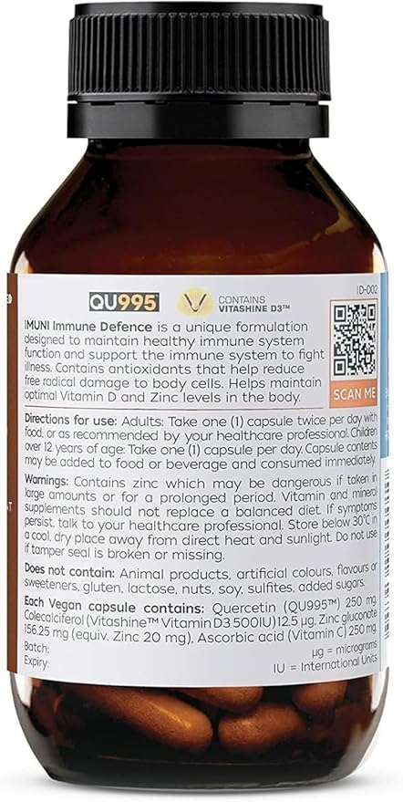 IMUNI Defense Support for Construction & Physical Labor – Daily Upper Respiratory & Wellness Formula with Quercetin, Vitamin C D and Zinc – 60 Capsules